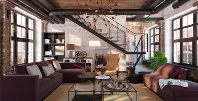 Sala estilo industrial